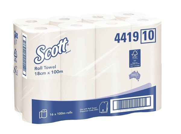 Scott Kitchen White Scott Hand Towel Roll White 18cmx100m