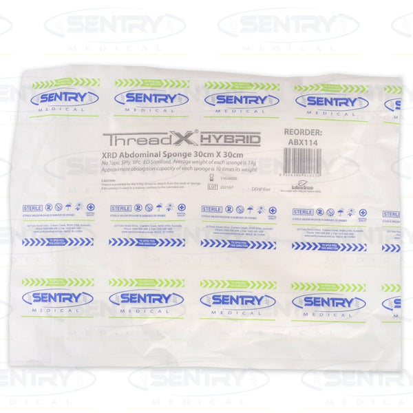 Sentry Medical Sponges, Swabs & Gauze Sentry ThreadX Hybrid XRD Abdominal Sponge 5ply