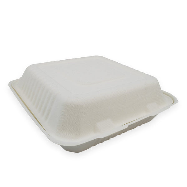 Sustain Disposable Packaging White Sustain Clamshell Sugarcane White 9x9inch