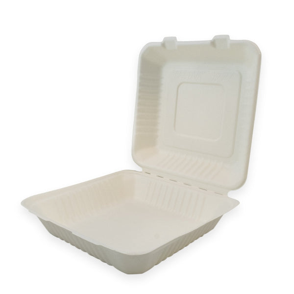 Sustain Disposable Packaging White Sustain Clamshell Sugarcane White 9x9inch