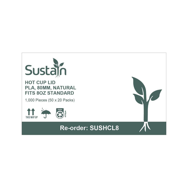 Sustain Sustain Lid Hot Cup PLA Natural 8oz