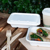 Sustain Bags & Takeaway White Sustain Sugarcane Lid for Rectangular Container 500-750ml