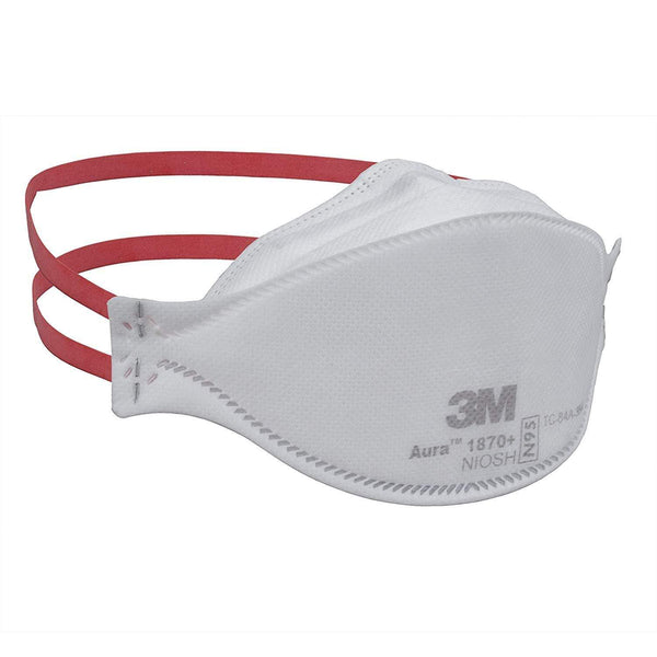 3M Healthcare Face Masks Aura Flat Fold, Three Panel N95/P2 with Fluid Resistance / Medium / White 3M P2/N95 Medical Particulate Respirators Respirator Masks