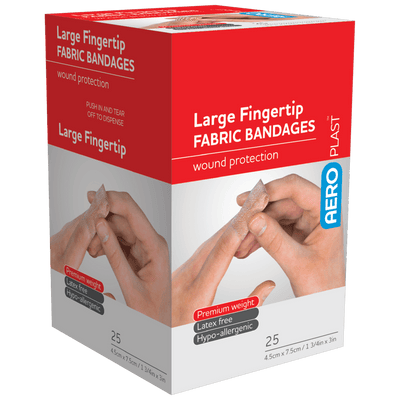 Aero Healthcare Fabric Plasters AEROPLAST Premium Fabric Large Fingertip 7.5 x 4.5cm Box/25