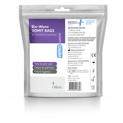 Aero Healthcare Vomit Containment AEROWASTE Bio-Waste Vomit Bag 1500ml