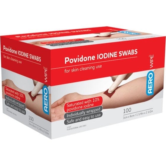 Aero Healthcare Skin Preparation Aerowipe Povidone Iodine Swabs 2ply 60x33mm