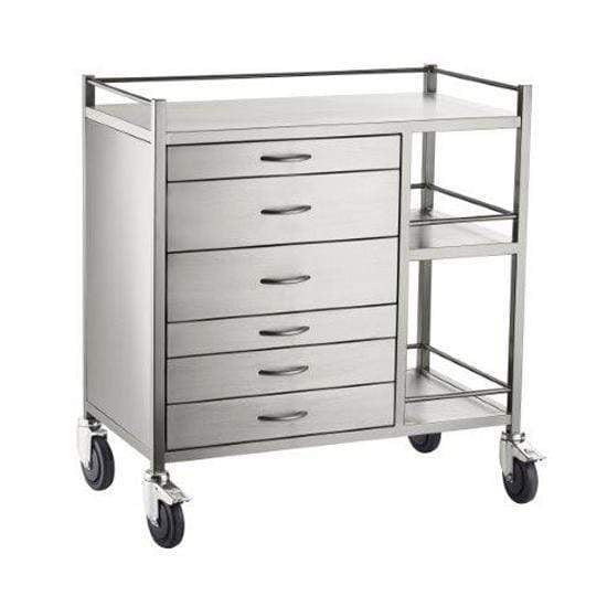 Pacific Medical Australia Emergency Cart Trolleys 6 Drawer Anaesthetic Trolleys 304 Stainless Steel