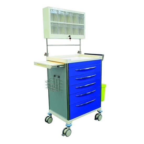 Pacific Medical Australia Emergency Cart Trolleys BLUE Drawers Anesthesia Trolley
