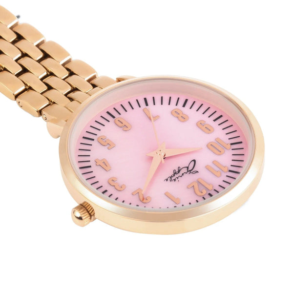 Annie Apple Fob Watches Aurora Pink Mother of Pearl /Rose Gold Link Fob