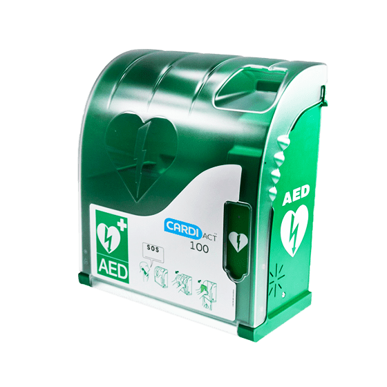 CardiAct Defibrillator Cases Cabinets CARDIACT Green Outdoor Alarmed AED Cabinet 42 x 38 x 15cm
