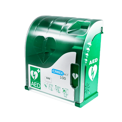 CARDIACT Green Outdoor Connected AED Cabinet 42 x 38 x 15cm