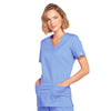 Cherokee Scrubs Top Cherokee Core Stretch 4728 Scrubs Top Womens Mock Wrap Ceil Blue