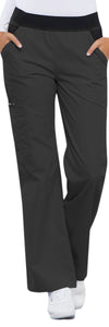 Cherokee Scrubs Pants Cherokee Flexibles 1031 Scrubs Pants Womens Mid Rise Knit Waist Pull-On Pewter