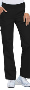 Cherokee Scrubs Pants Cherokee Flexibles 2085 Scrubs Pants Womens Mid Rise Knit Waist Pull-On Black