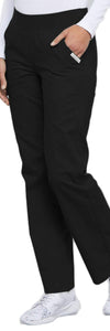 Cherokee Scrubs Pants Cherokee Flexibles 2085 Scrubs Pants Womens Mid Rise Knit Waist Pull-On Black