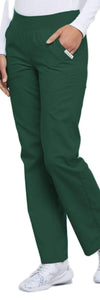 Cherokee Scrubs Pants Cherokee Flexibles 2085 Scrubs Pants Womens Mid Rise Knit Waist Pull-On Hunter Green