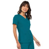 Cherokee Scrubs Top Cherokee Flexibles 2968 Scrubs Top Womens V-Neck Knit Panel Caribbean Blue