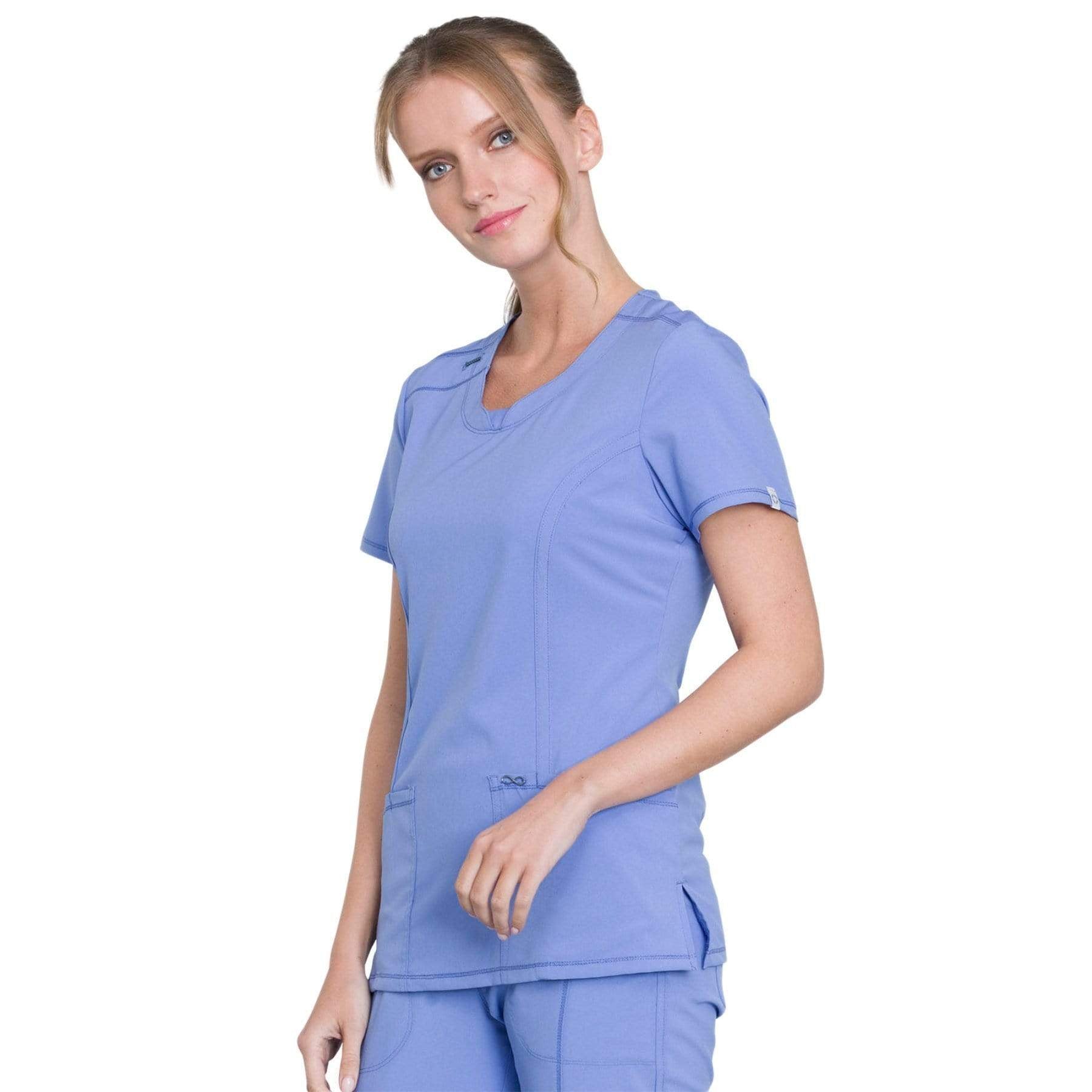 Cherokee Infinity 2624A Scrubs Top Womens Round Neck Ceil Blue ...