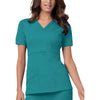 Cherokee Scrubs Top 2XL Cherokee Luxe 1841 Scrubs Top Womens Mock Wrap Teal Blue