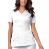 Cherokee Scrubs Top 2XL Cherokee Luxe 1841 Scrubs Top Womens Mock Wrap White