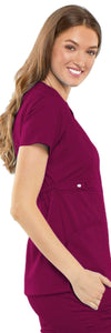 Cherokee Scrubs Top Cherokee Luxe 21701 Scrubs Top Womens Empire Waist Mock Wrap Wine