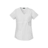 Cherokee Scrubs Top Flexibles Maternity Mock Wrap Knit Panel Top White