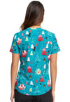 Cherokee Scrubs Top Cherokee V-Neck Tuckable Print Top in Happy Holidogs