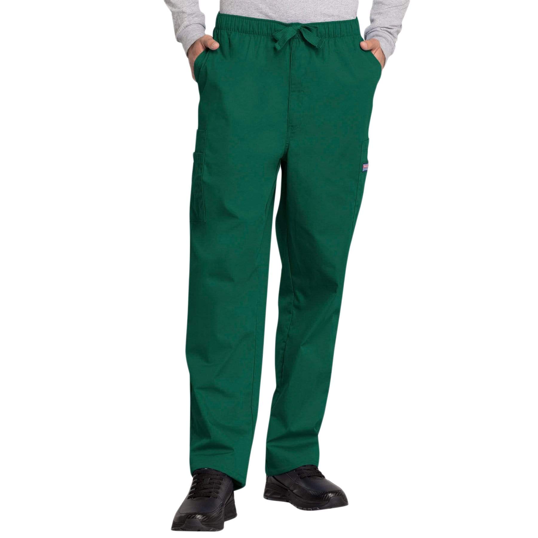 Cherokee Workwear 4000 Scrubs Pants Mens Drawstring Cargo Hunter Green