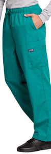 Cherokee Scrubs Pants Cherokee Workwear 4000 Scrubs Pants Mens Drawstring Cargo Teal Blue