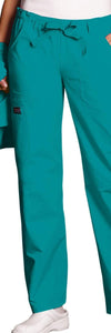 Cherokee Scrubs Pants 2XL / Regular Length Cherokee Workwear 4020 Scrubs Pants Womens Low Rise Drawstring Cargo Teal Blue