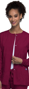 Cherokee Scrubs Jacket Cherokee Workwear 4350 Scrubs Jacket Womens Snap Front Warm-Up Wine