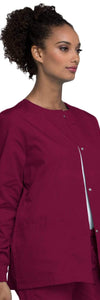 Cherokee Scrubs Jacket Cherokee Workwear 4350 Scrubs Jacket Womens Snap Front Warm-Up Wine