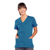 Cherokee Scrubs Top 2XL Cherokee Workwear 4770 Scrubs Top Womens Snap Front V-Neck Caribbean Blue