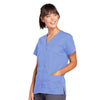 Cherokee Scrubs Top Cherokee Workwear 4770 Scrubs Top Womens Snap Front V-Neck Ceil Blue