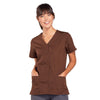 Cherokee Scrubs Top 2XL Cherokee Workwear 4770 Scrubs Top Womens Snap Front V-Neck Chocolate