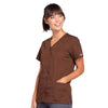 Cherokee Scrubs Top Cherokee Workwear 4770 Scrubs Top Womens Snap Front V-Neck Chocolate