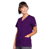 Cherokee Scrubs Top Cherokee Workwear 4770 Scrubs Top Womens Snap Front V-Neck Eggplant