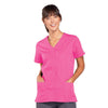 Cherokee Scrubs Top 2XL Cherokee Workwear 4770 Scrubs Top Womens Snap Front V-Neck Shocking Pink