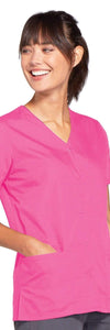 Cherokee Scrubs Top Cherokee Workwear 4770 Scrubs Top Womens Snap Front V-Neck Shocking Pink