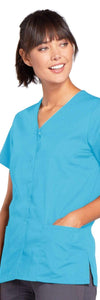 Cherokee Scrubs Top Cherokee Workwear 4770 Scrubs Top Womens Snap Front V-Neck Turquoise