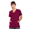 Cherokee Scrubs Top 2XL Cherokee Workwear 4770 Scrubs Top Womens Snap Front V-Neck Wine