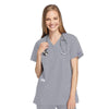 Cherokee Scrubs Top 2XL Cherokee Workwear 4801 Scrubs Top Womens Mock Wrap Tunic Grey