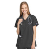 Cherokee Scrubs Top 2XL Cherokee Workwear 4801 Scrubs Top Womens Mock Wrap Tunic Pewter