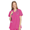 Cherokee Workwear 4801 Scrubs Top Womens Mock Wrap Tunic Shocking Pink