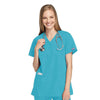 Cherokee Scrubs Top 2XL Cherokee Workwear 4801 Scrubs Top Womens Mock Wrap Tunic Turquoise