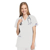 Cherokee Scrubs Top 2XL Cherokee Workwear 4801 Scrubs Top Womens Mock Wrap Tunic White