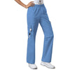 Cherokee Workwear Core Stretch 4005 Scrubs Pants Womens Mid Rise Pull-On Cargo Ceil Blue