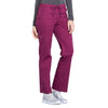 Cherokee Scrubs Pants Cherokee Workwear Professionals WW160 Scrubs Pants Womens Mid Rise Straight Leg Drawstring Wine