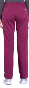 Cherokee Scrubs Pants Cherokee Workwear Professionals WW160 Scrubs Pants Womens Mid Rise Straight Leg Drawstring Wine