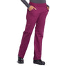 Cherokee Scrubs Pants Cherokee Workwear Professionals WW170 Scrubs Pants Womens Mid Rise Straight Leg Pull-on Cargo Wine